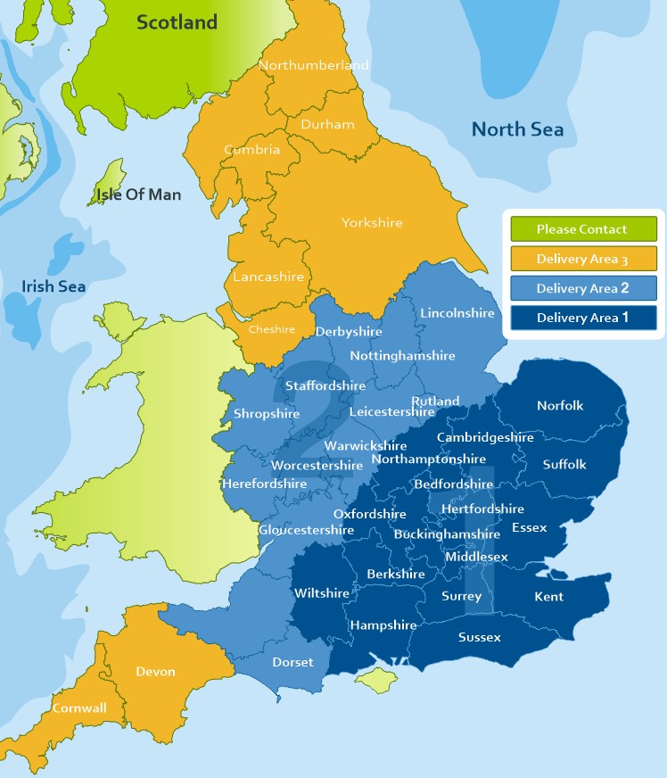 Secondary Glazing delivery area map